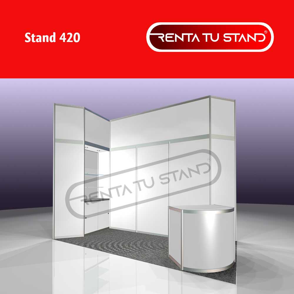 Stand de aluminio 4x2 Esquina #420 en Renta Tu Stand